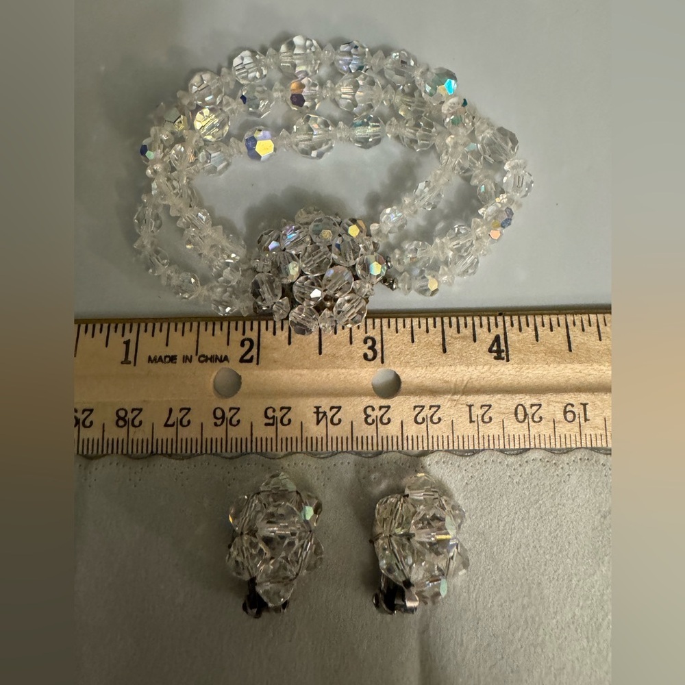 Vintage Aurora Borealis AB Crystal Bracelet Set